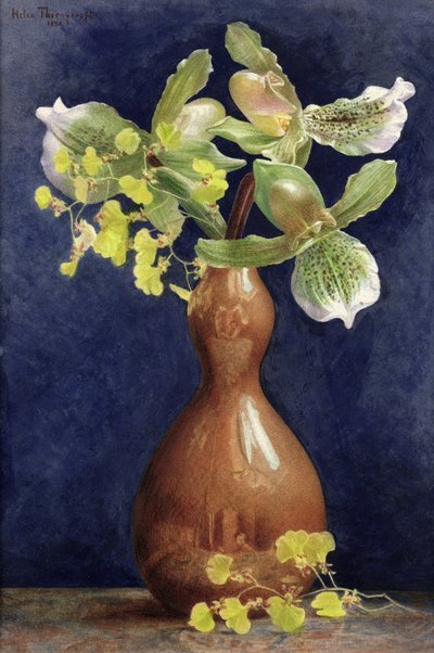 Orchids in a Copper Vase by Helen Thornycroft